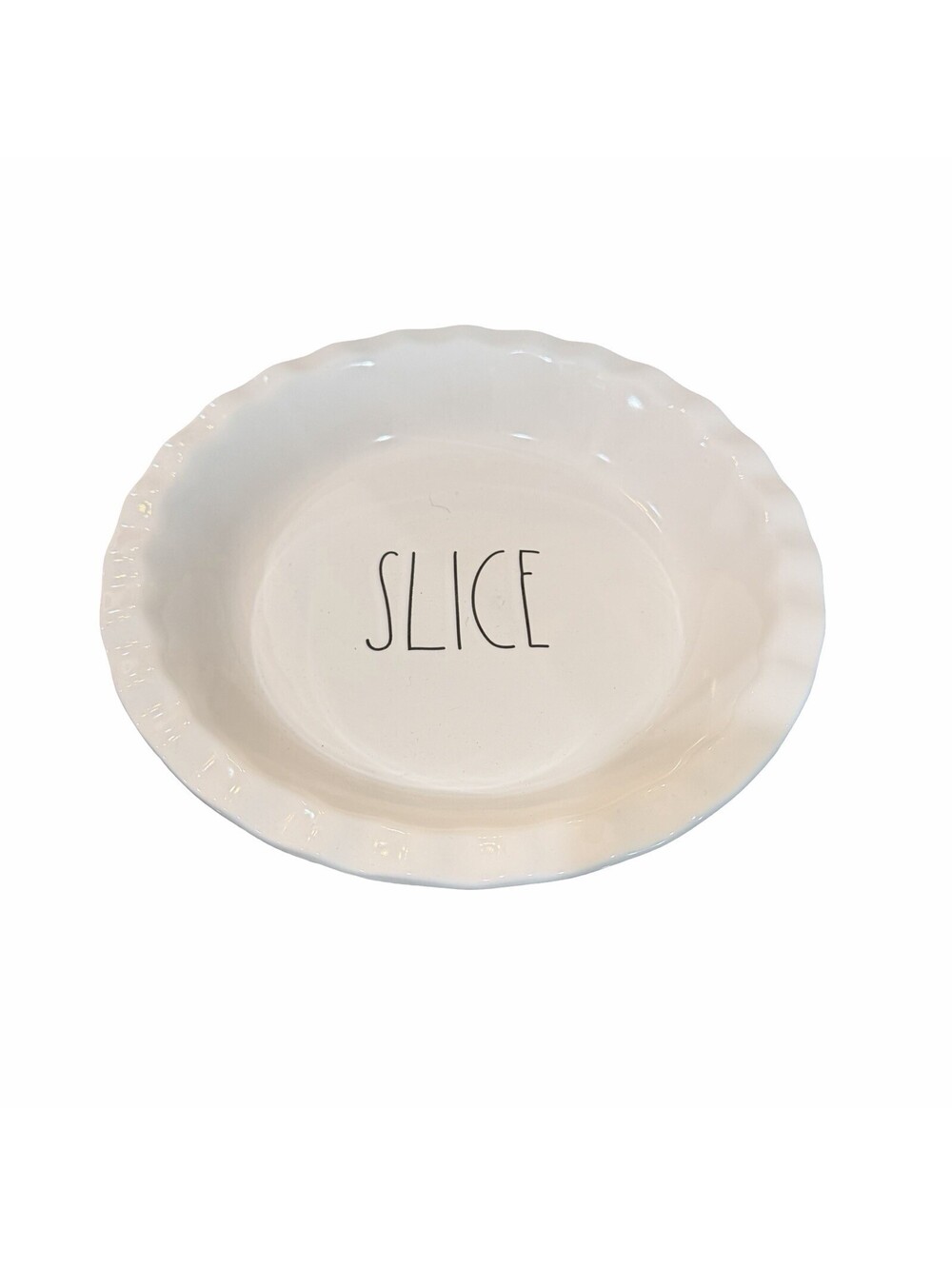 Rae Dunn SLICE Pie Plate Scalloped Edge Ceramic Bakeware Dish Fall Thanksgiving